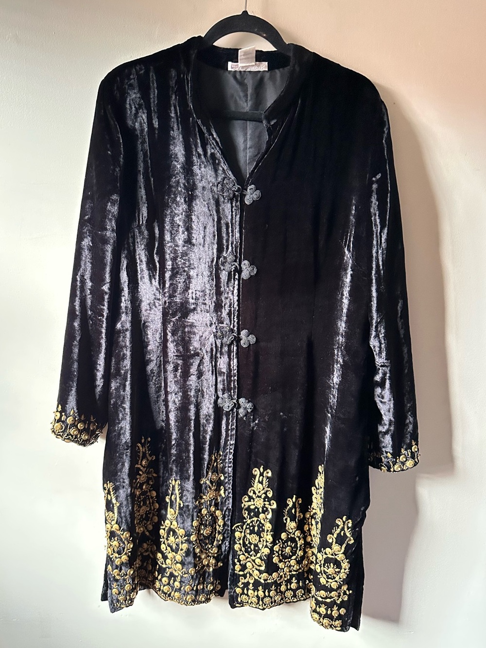 Bohemian Black Velvet Beaded Duster Cardigan Soft Surroundings